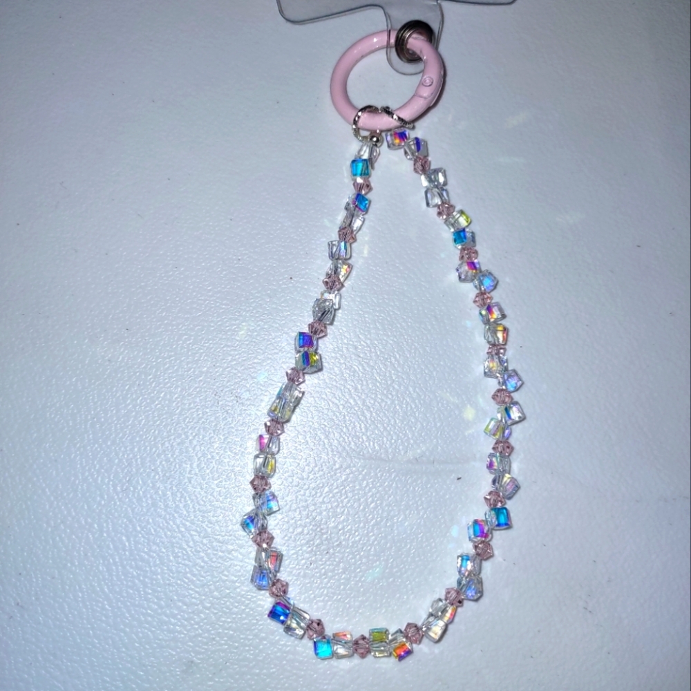 Handmade Iridescent Beaded Phone Charm Holder